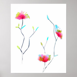 Poster Simples flores abstratas japonesas inspiradas em r