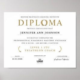 Poster Simples Formando Branco Diploma Dourado Prêmio Lau