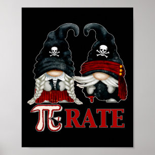 Poster Simples Gnome Pirata E Símbolo Funny Pi Day Para M