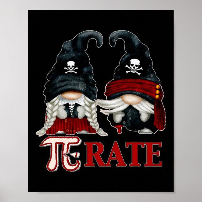 Poster Simples Gnome Pirata E Símbolo Funny Pi Day Para M (Frente)