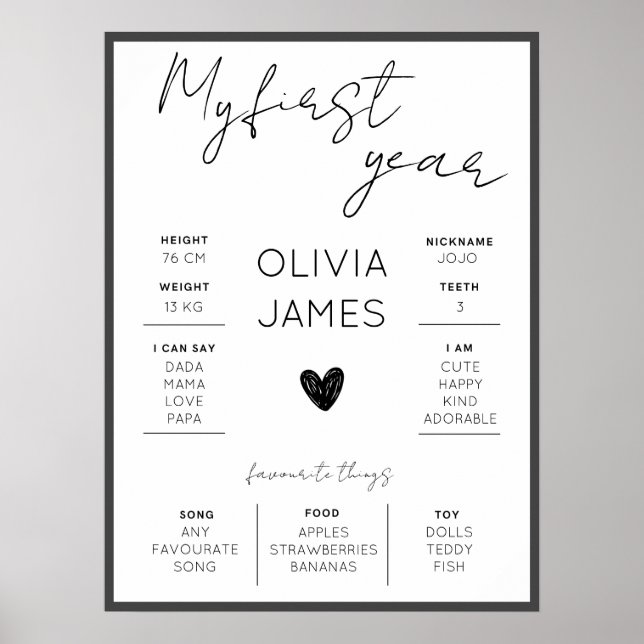 Poster Simples marco do primeiro ano (Frente)