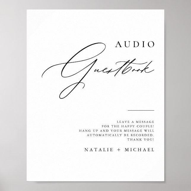 Poster Simples Mínimo de Sinalização de Guestbook Telefôn (Frente)