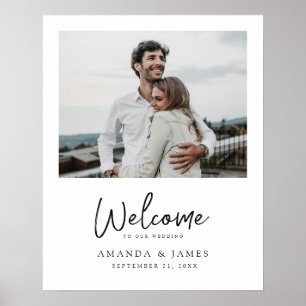 Poster Simples Moderno Foto de Casamento Estiloso Bem-vin
