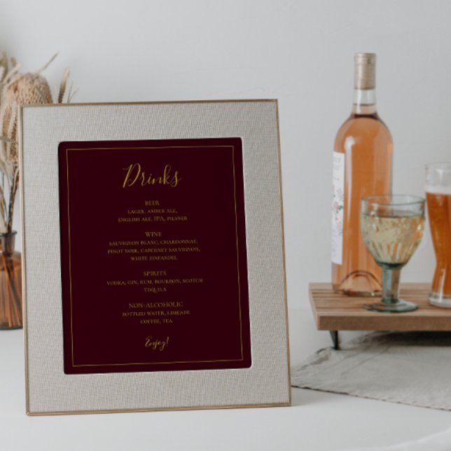 Poster Simples Natal Elegante | Sinal de menu Bebidas Ver (Criador carregado)