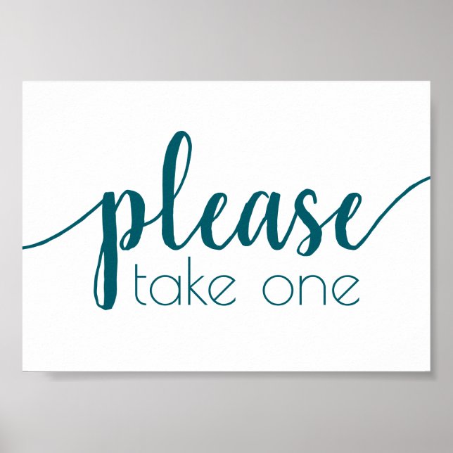 Poster Simples Por Favor Pegue Um | Aqua Teal Qualquer Ev (Frente)