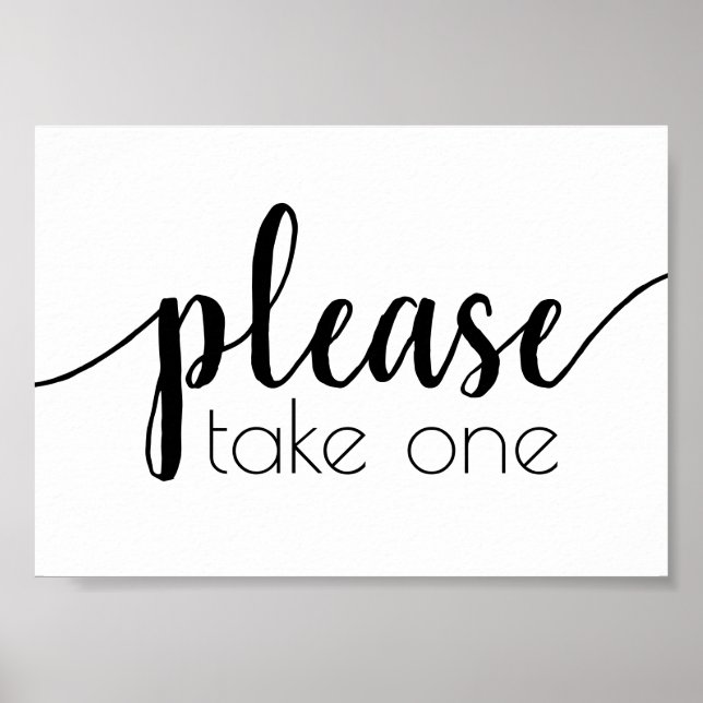 Poster Simples Por Favor Pegue Um | Script Preto Qualquer (Frente)