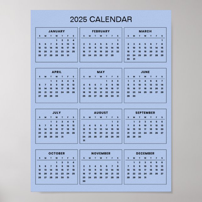 Poster Simples, porém Elegante Calendário 2025 |  (Frente)