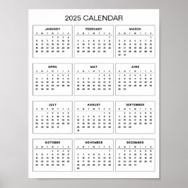Poster Simples, porém Elegante Calendário 2025 | 