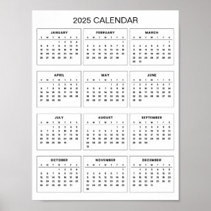 Poster Simples, porém Elegante Calendário 2025