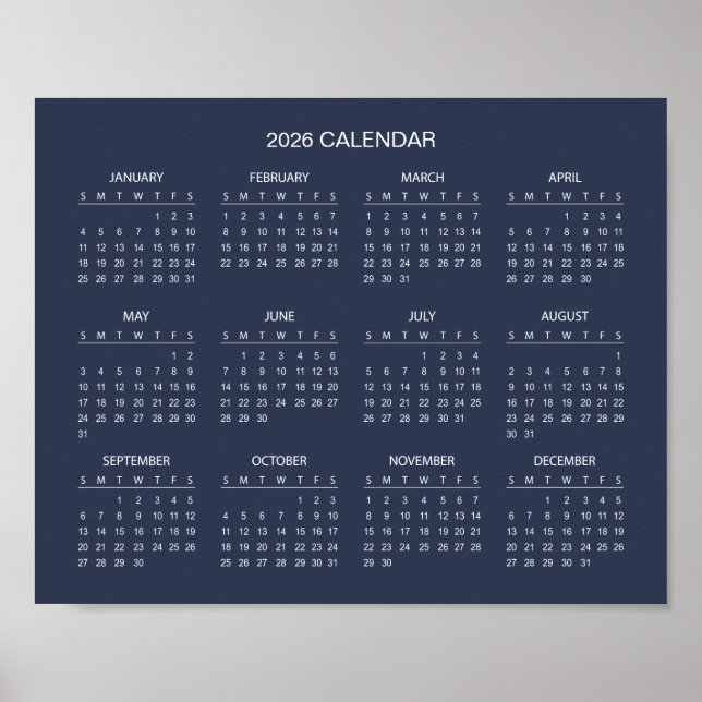 Poster Simples, porém Elegante Calendário 2026 |  (Frente)