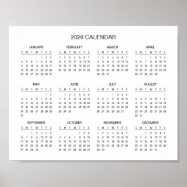 Poster Simples, porém Elegante Calendário 2026 | 