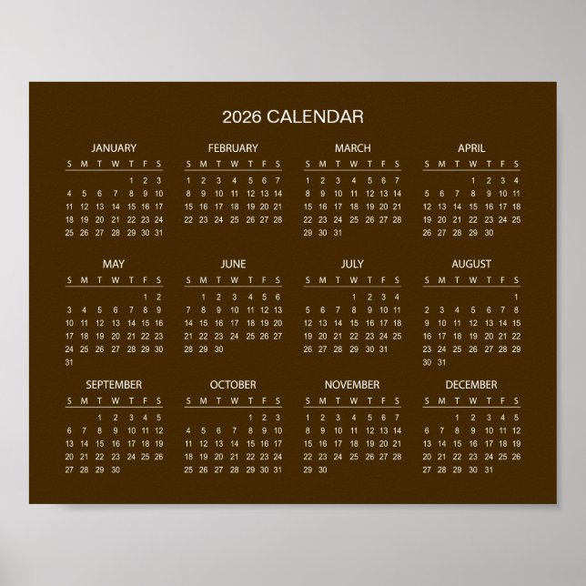 Poster Simples, porém Elegante Calendário 2026 |  (Frente)