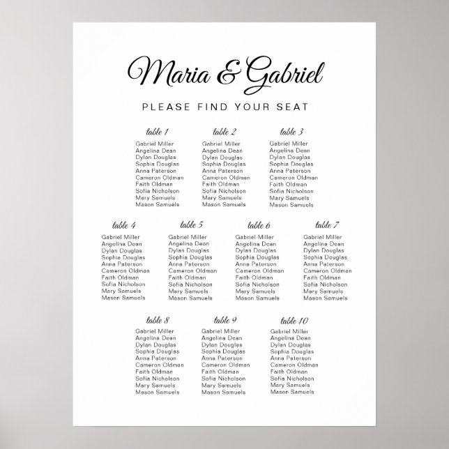 Poster Simples preto e branco. Gráfico de Casamento (Frente)