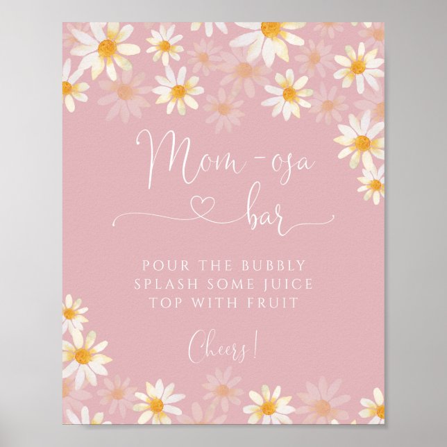 Poster Simples Rustic Daisy Mãe-Osa Bar (Frente)