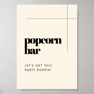 Poster Simples símbolo de bar de pipoca elegante e chic