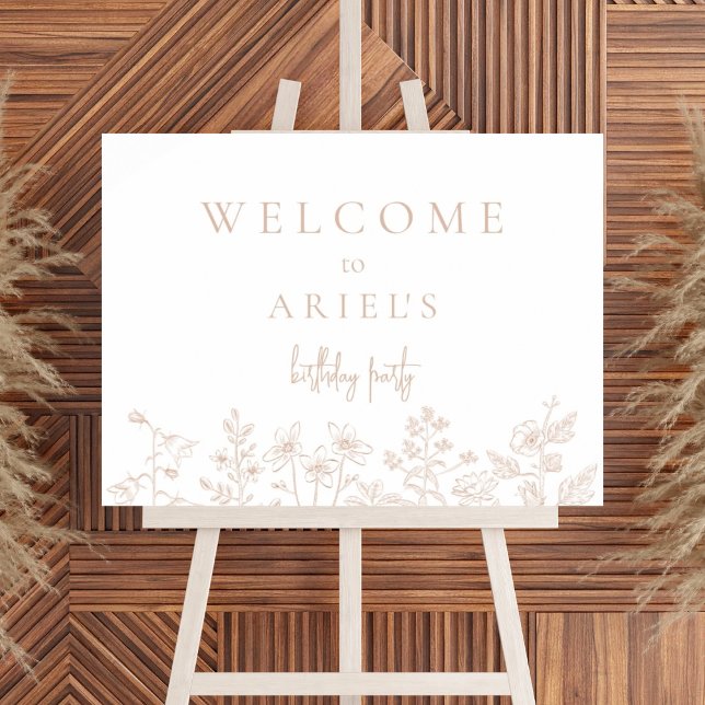 Poster Simples sinal de boas-vindas de aniversário floral (Criador carregado)