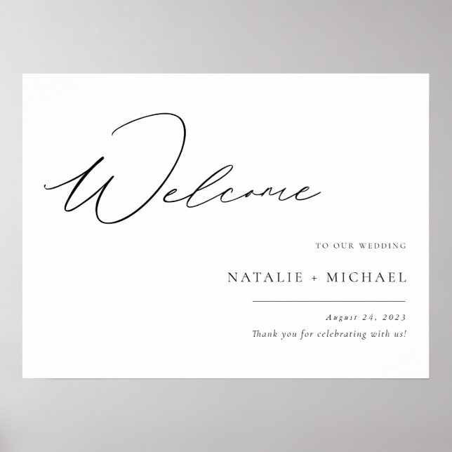 Poster Simples Sinal de Boas-vindas do Script Elegante Mo (Frente)