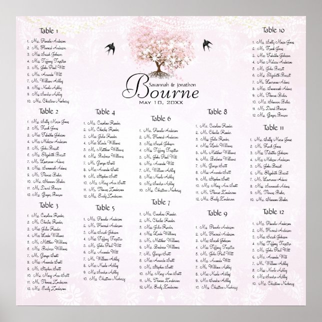 Poster Simplesmente Árvore de Folhas com Coração Rosa Amo (Frente)
