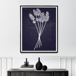 Poster Simplicidade no Desenho da Flor da Linha Branca Bl