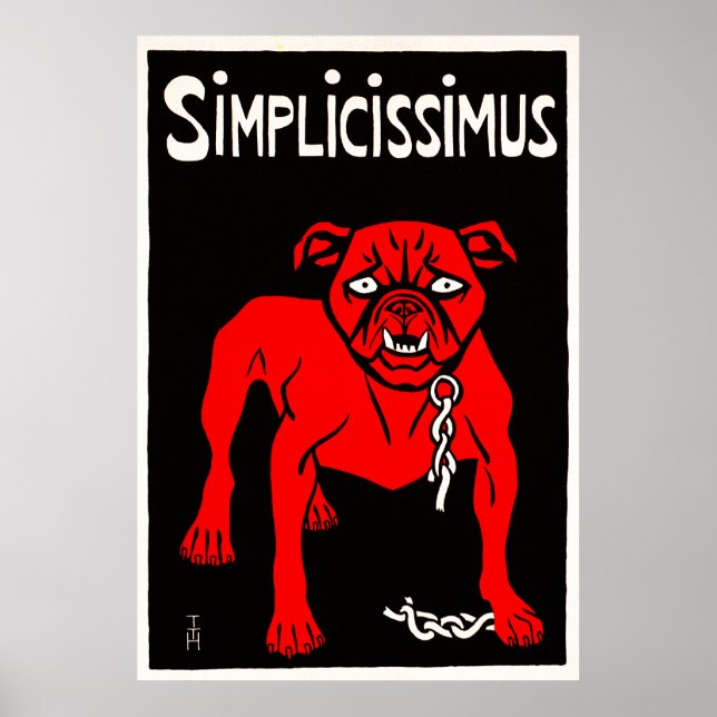 Poster Simplicissimus - Cartoon de Cão Vintage (Frente)