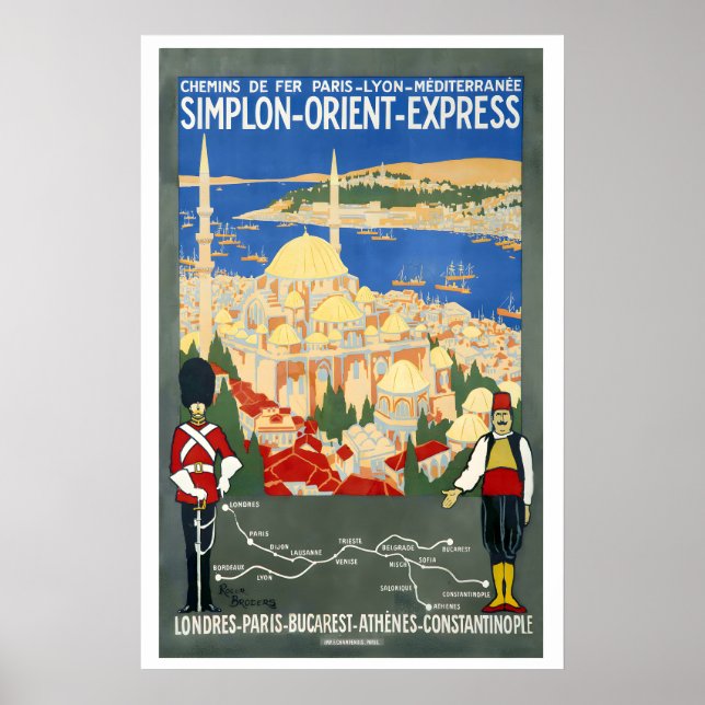 Poster Simplon Orient Express Railways from Paris to Lyon (Frente)