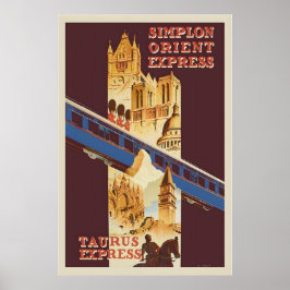Poster Simplon Orient Express Viagem de Trem Vintage