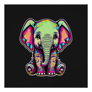 Pôster Simulação digital do lindo bebê elefante