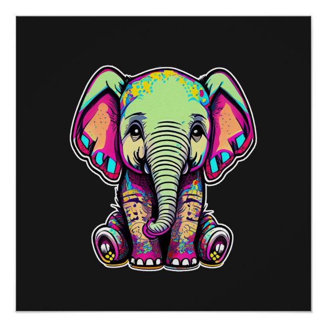 Pôster Simulação digital do lindo bebê elefante (Frente)