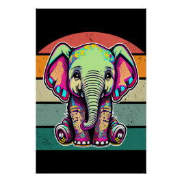 Pôster Simulação digital do lindo bebê elefante