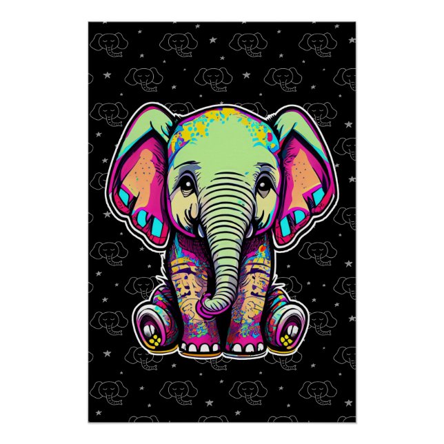 Pôster Simulação digital do lindo bebê elefante (Frente)