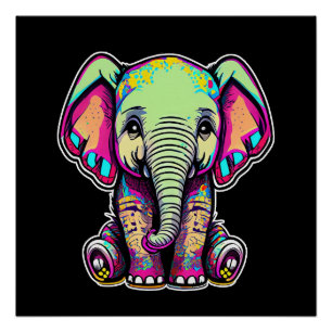 Pôster Simulação digital do lindo bebê elefante