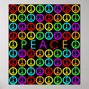 Poster Sinais coloridos da PAZ w/peace