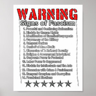 Poster Sinais De Alerta Do Fascismo Anti-Trump Resistem F