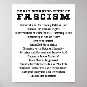 Poster Sinais De Alerta Precoce De Ativista Fascismo Resi