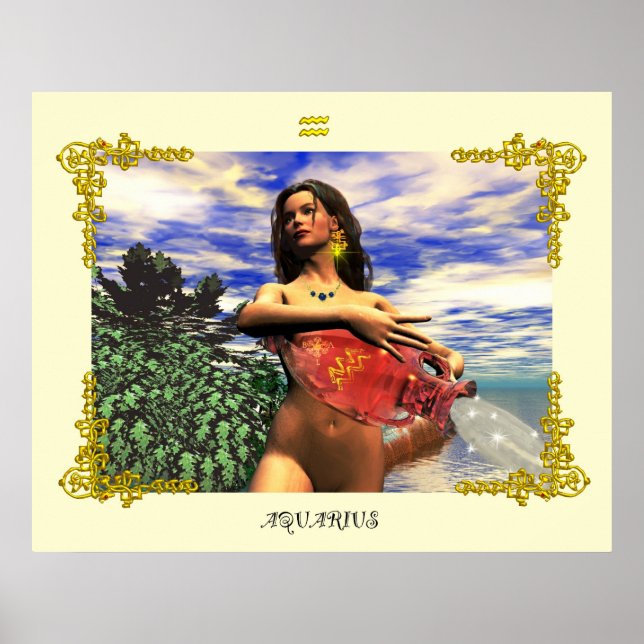 POSTER SINAIS DE ANIVERSÁRIO ZODIÁTICOS / AQUÁRIO (Frente)