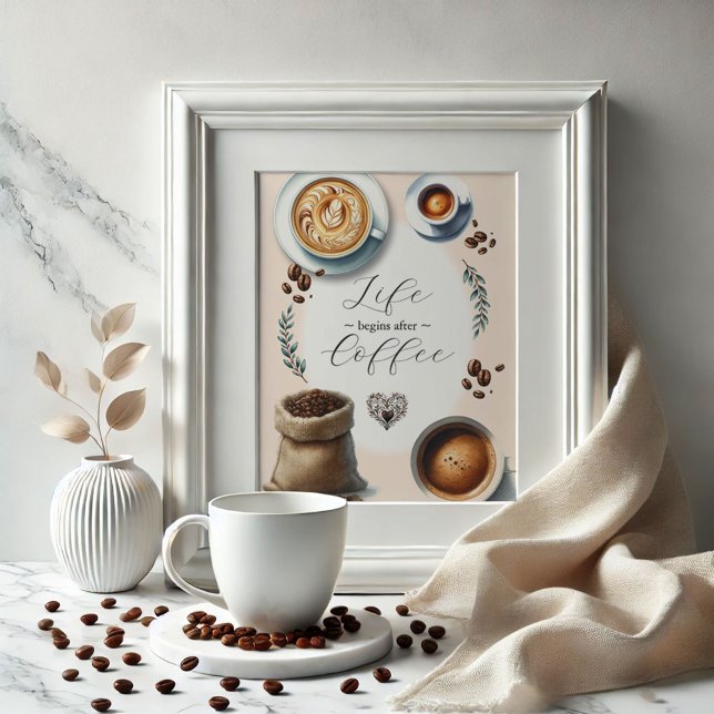 Poster Sinais de Bar de café (Coffee bar sign for kitchen by Victoria Grigaliunas at Do Tell A Belle)