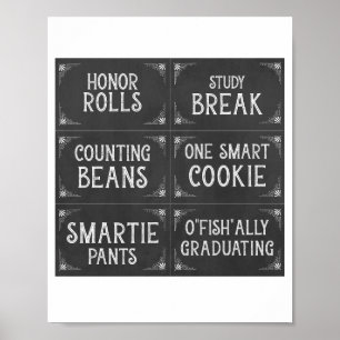 Poster Sinais de Bar de Doces para Graduação em Chalkboar