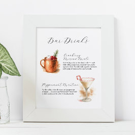 Poster Sinais de Bar de Natal | Coquetéis Aquarela