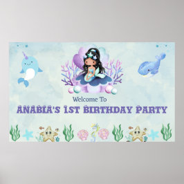 Poster Sinais de Boas-Vindas de Aniversário de Sereia Mág