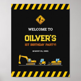 Poster Sinais de boas-vindas de caminhões de construção e