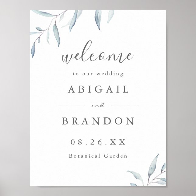 Poster Sinais de boas-vindas do casamento, com pouca vege (Frente)