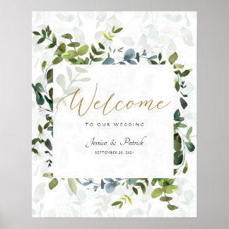 Poster Sinais de Boas-vindas do Casamento Eucalyptus