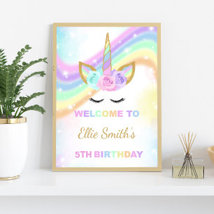 Poster Sinais de boas-vindas do Rainbow Design Unicorn