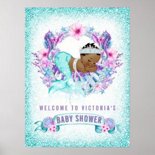 Poster Sinais de Boas-Vindas para Chás de Bebê de Sereia