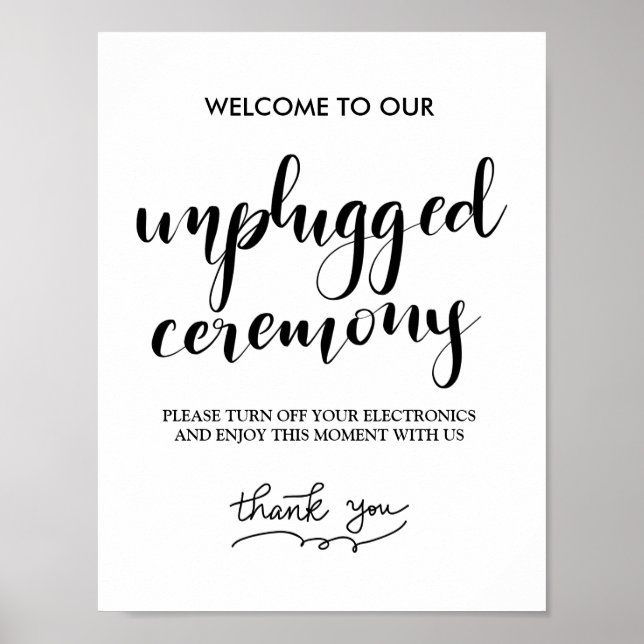 Poster Sinais de Casamento Simples Manuscrito de Cerimôni (Frente)