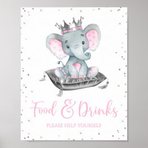 Poster Sinais de Mesa de Comida de Elefante para Rapariga