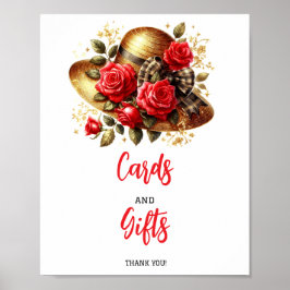 Poster Sinais de Mesa Derby do Chá de panela do Rosa verm