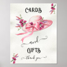 Sinais de Mesa florais cor-de-rosa do chapéu Derby