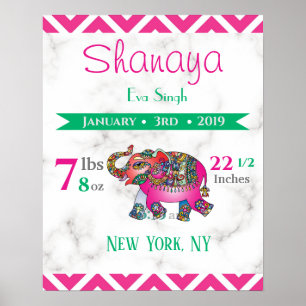Poster Sinais de Nascimento de Bebês Símbolo de Elefante