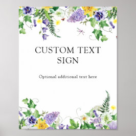 Poster Sinais de Texto Personalizado com Narcisos Rústico